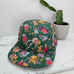 maximalist green floral print sporty 5-panel adjustable baseball hat | unisex